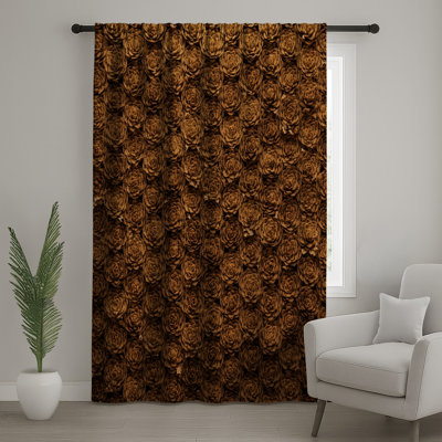 Brown Rose Floral Arrangement Window Curtains, Roses Sheer & Blockout Curtains - 1 Panel