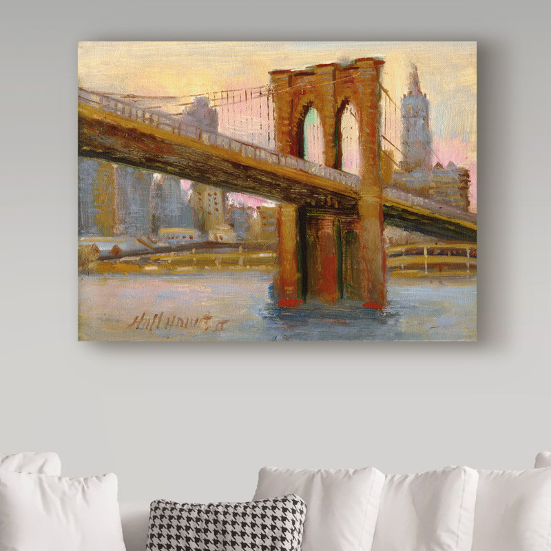 «Brooklyn Bridge Water» par Galan, reproduction d'art sur toile tendue, H 14 po x l 19 po x P 2 po