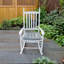 Chaise berçante en bois blanc, sans tapis
