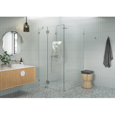 Halo 45 in. x 48 in. x 78 in. 90-degree Fully Frameless Glass Hinged Shower Enclosure