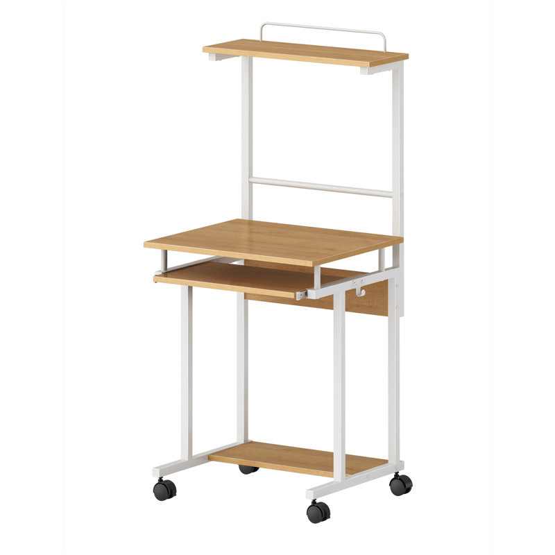 Bureau debout à hauteur réglable en L, Brun / blanc