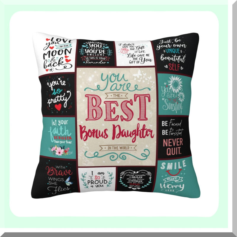 Cherished Stepdaughter Throw Pillow - Present - Pillow Cover