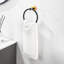 Ensemble d'accessoires de salle de bain 6 pièces en aluminium spatial noir et or avec barre porte-serviettes, porte-papier hygiénique, anneau porte-serviettes et crochets.-811042666