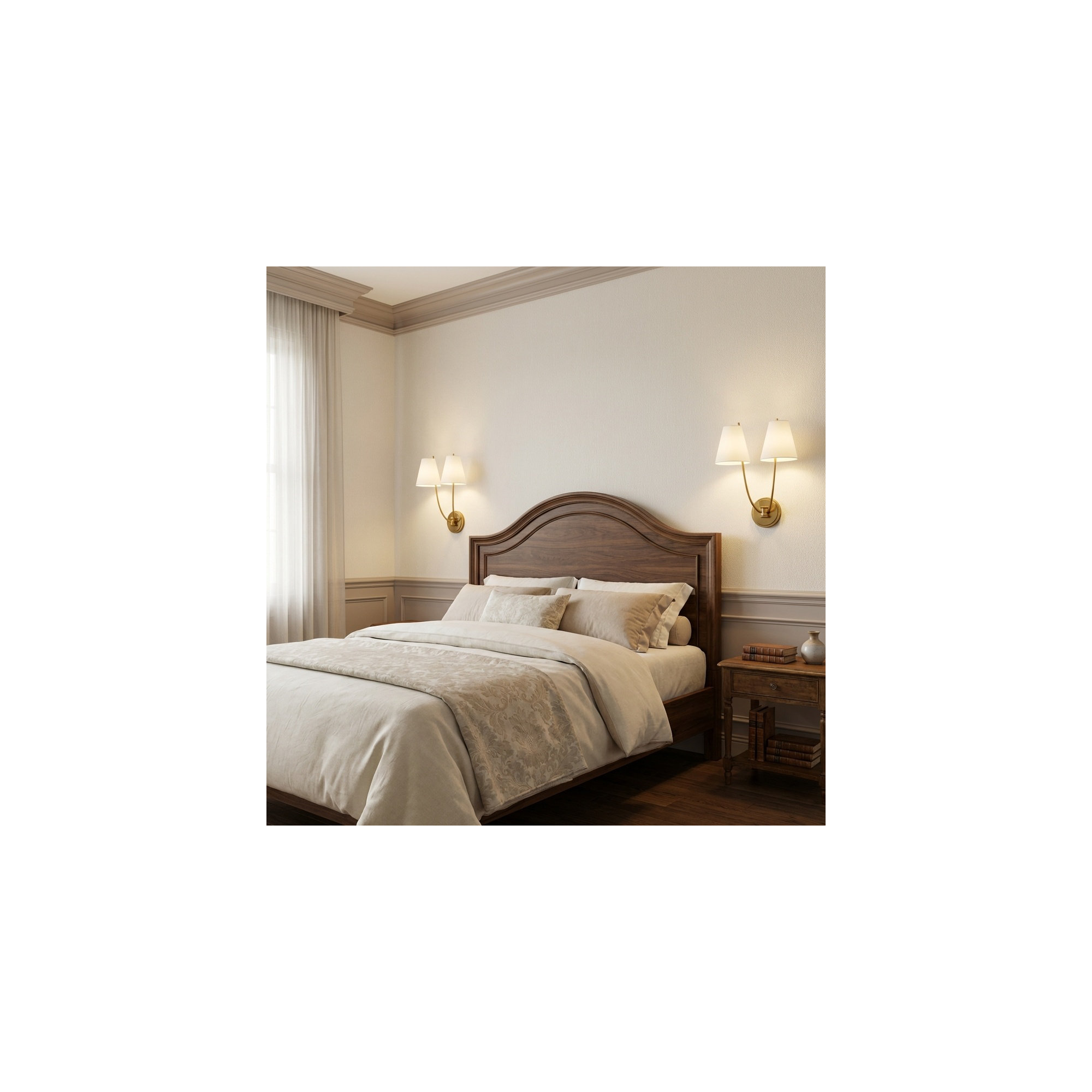 Reyes 18 Double Sconce, Burnished Brass