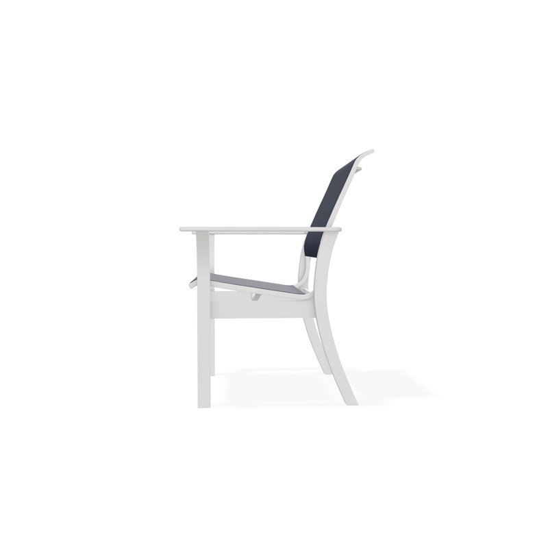 Leeward Outdoor Dining Chair, Snow, Navy 13D Sunbrella®
