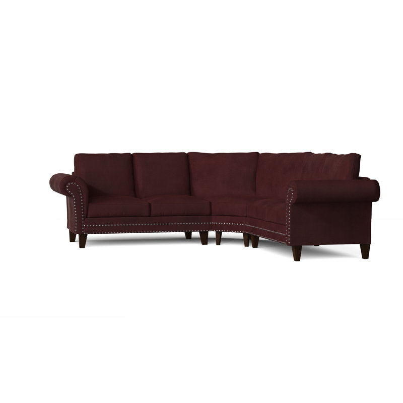 Jenny Upholstered L-Shaped Sectional Symmetrical, Lena Latte, Walnut, Silver