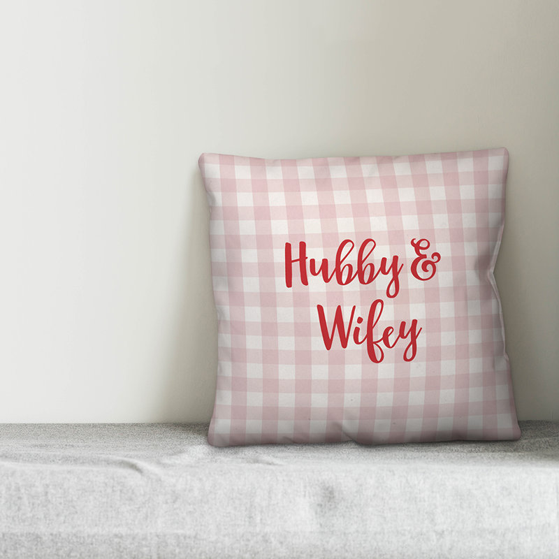  Coussin Hubby and Wifey, Rose / Rouge, Housse de coussin