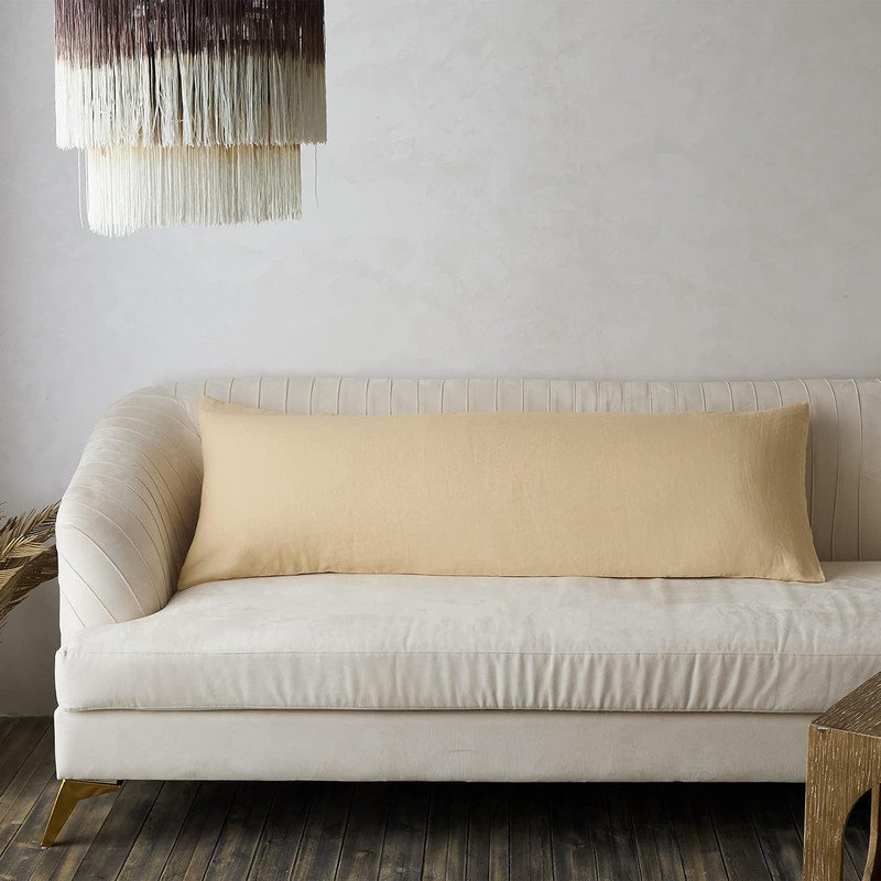Body Pillow Cover 20" X 54",100% Pure Linen, Sand