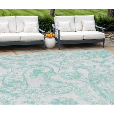Tapis ivoire à motif cachemire intérieur lavable 9 pi x 12 pi