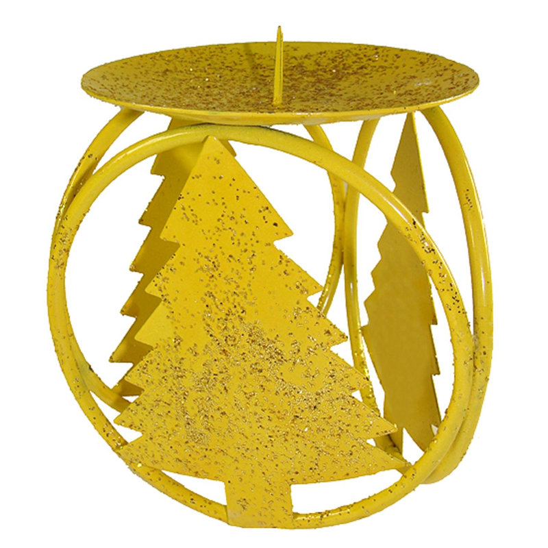 Club Pack of 72 Yellow Christmas Tree Pillar Candle Holders 4.25"