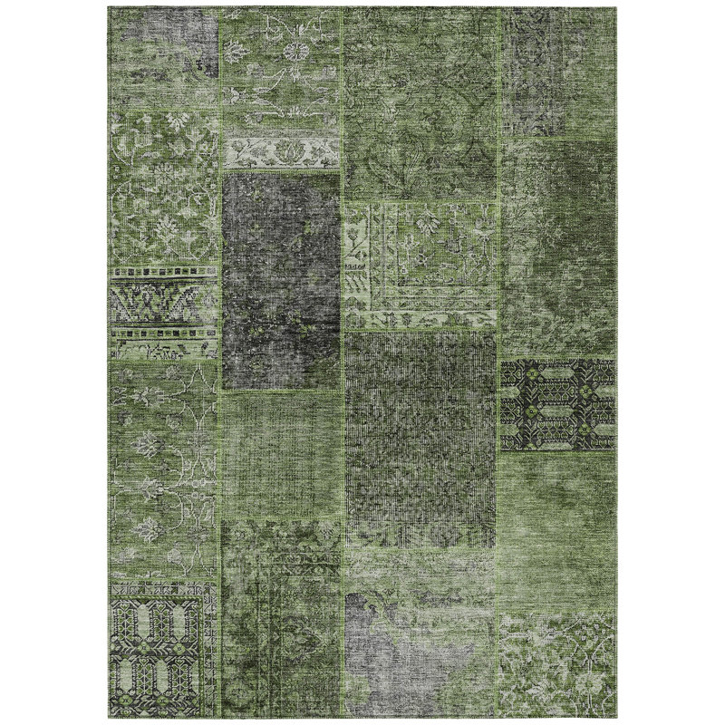 Madysyn Washable Patchwork Indoor / Outdoor Rug, Rectangle 3' x 5'