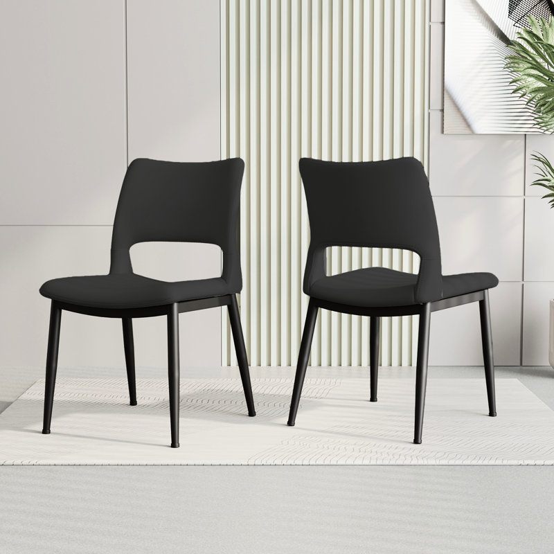 Chaises de salle à manger modernes et minimalistes en cuir de polyuréthane gris avec 2 pieds en métal pour bureau et bureau 2