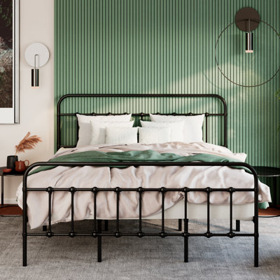 Payan Metal Platform Bed with Vintage Headboard and Footboard