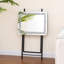 Borjanka Folding Glass Top Side Table Portable Snack Coffee Table Outdoor Garden End Table