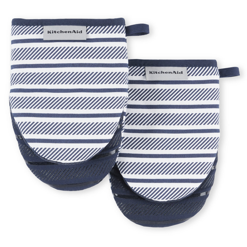 KITCHENAID Albany Mini Oven Mitt 2-Pack Set, Navy, 5.5" W x 8.5" L