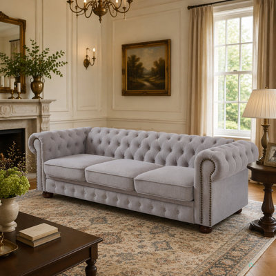 Chesterfield Sofa In Linen Fabric