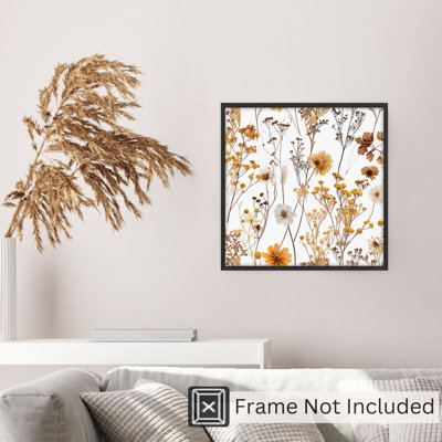 «Botanical Fall Wildflower Pattern V Cottage», reproduction d'art non encadrée
