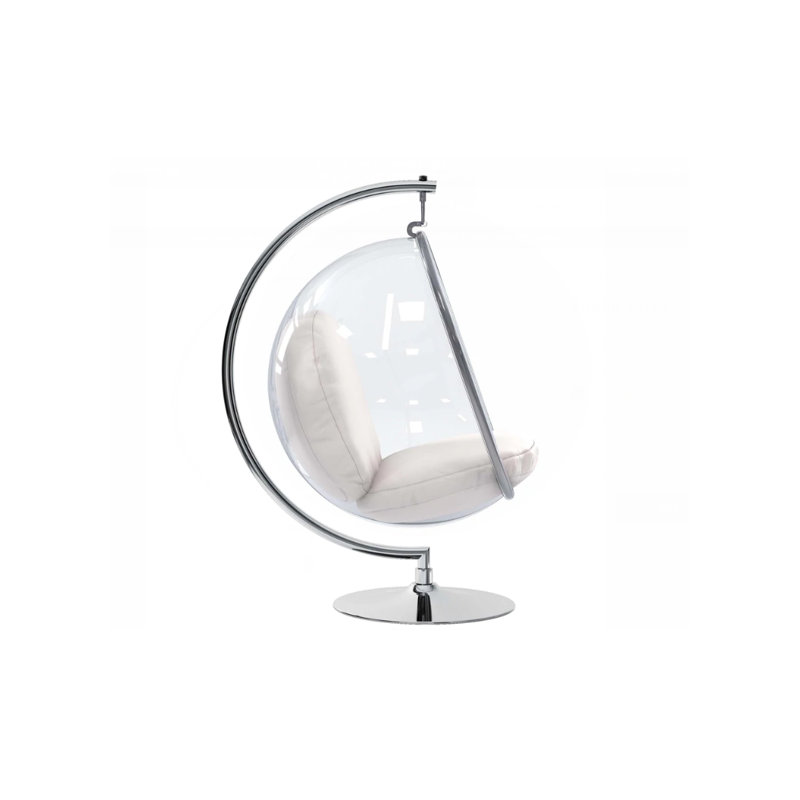 Chaise à bulles suspendue avec support, Transparent / Argent