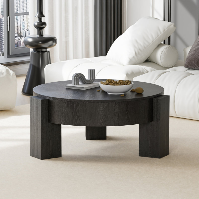 Table basse ronde de 33 po avec rangement dissimulé (seulement avec table basse), Noir