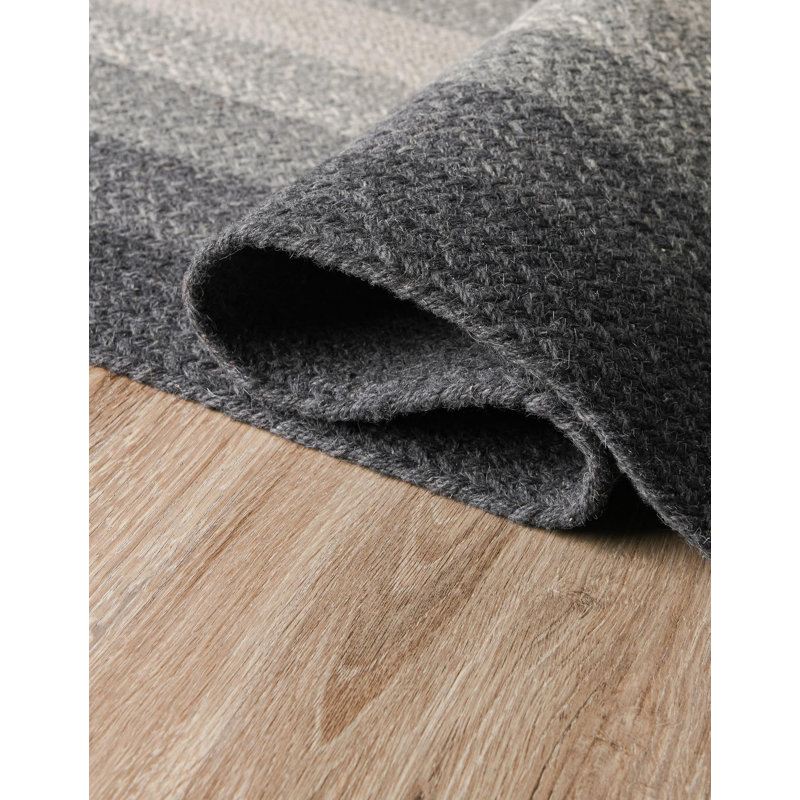  Ombre Hand Braided Wool Rug, Gray, Rectangle 4'1" x 6'1"