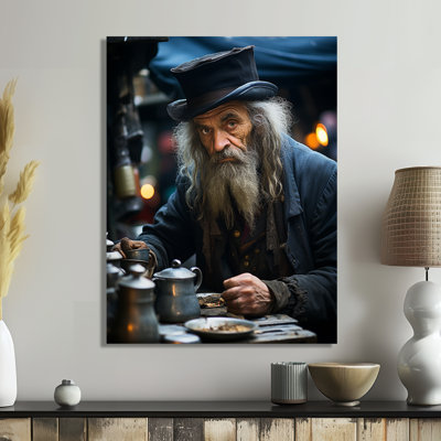 Mysterious Beard Man With Black Hat - Man Wall Art Print