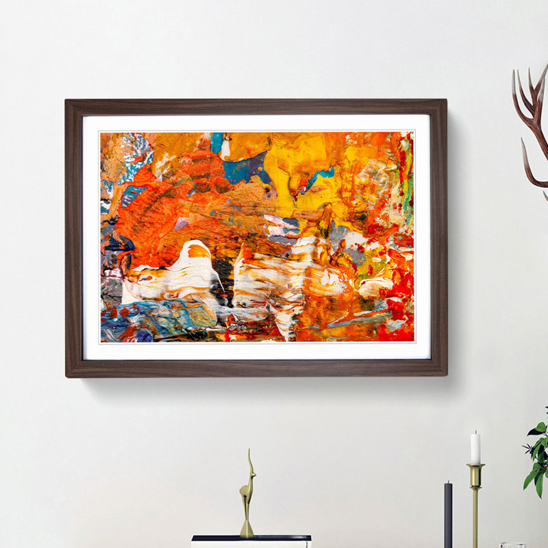 Abstract Art Painting Vol.416 by S.Johnson - Picture Frame Painting Print, Walnut Framed, 27cm H x 36cm W x 2cm D