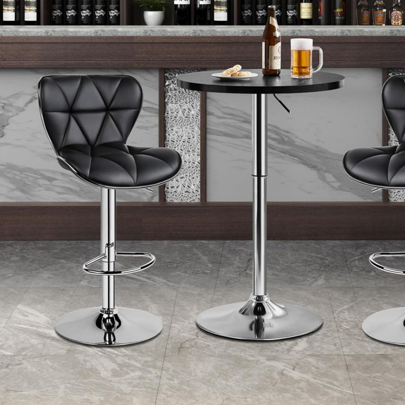 Adjustable Height and 360° Swivel Pub Tables, Black