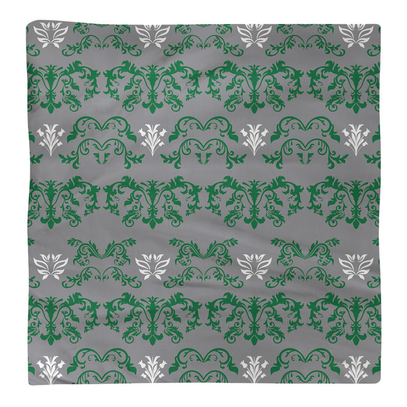 Damask Square Napkin, Green/Silver/White, Polyester, 10" W x 10" L