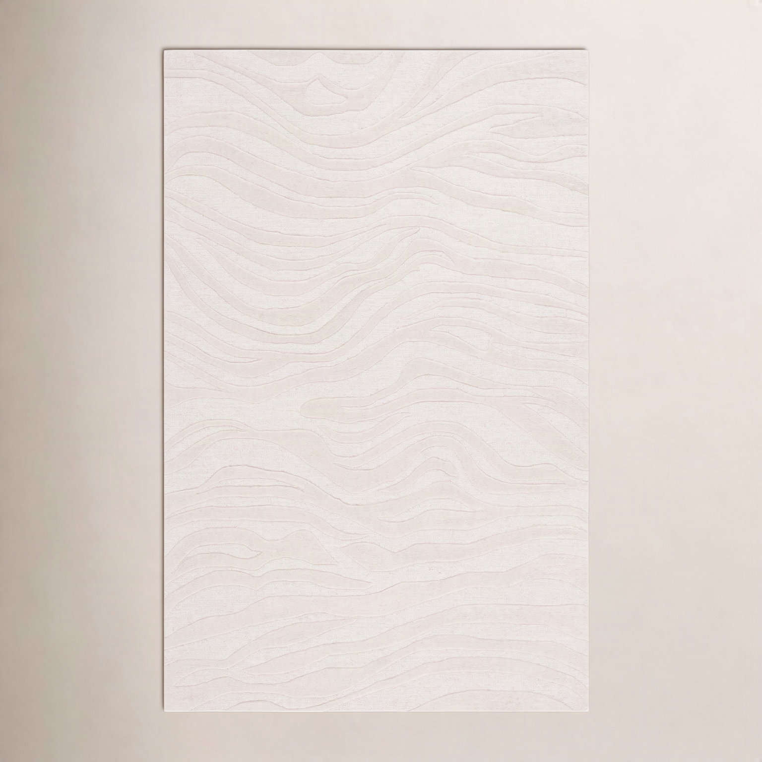 Burleson Ivory Hand-Tufted Abstract Wool Rug, Rectangle 6' x 9'