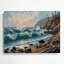 Art mural gris en métal Coastal Seaside Escape