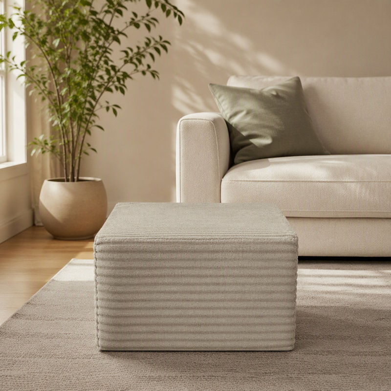 Fauteuil d'appoint moderne en velours côtelé, pouf ottoman infonuagique sans os pour salon, tabouret décoratif confortable, aucun assemblage requis