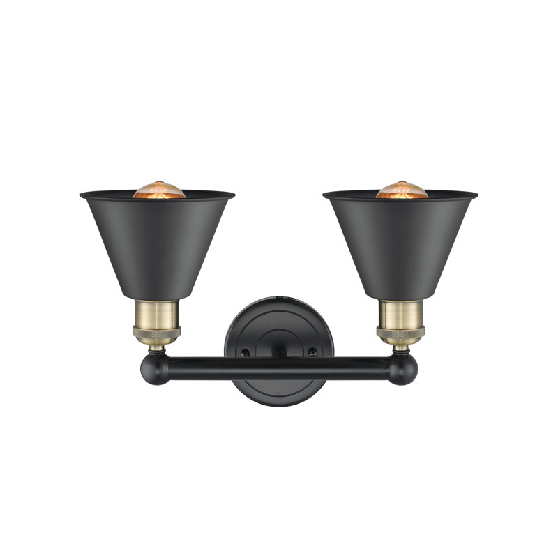 Éclairage pour meuble-lavabo 2 lumières Klucevsek, Noir mat, Laiton antique noir