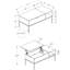 Table basse moderne de 107 cm (42 po) avec plateau relevable, stratifié taupe foncé, structure en métal noir, style contemporain, longueur, métal, espace de rangement supplémentaire