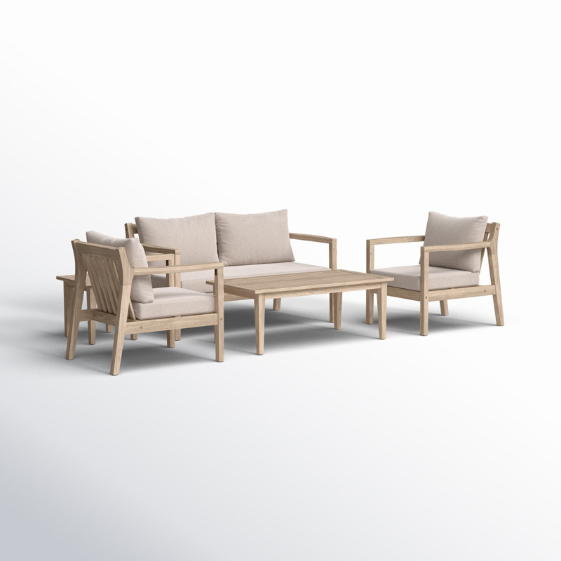 Ensemble de conversation avec canapé et coussins 5 pièces Amina, Beige