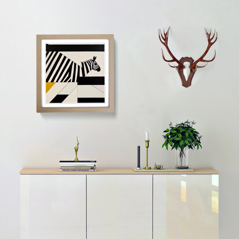 Zebra Suprematism - Framed Print, Oak Framed