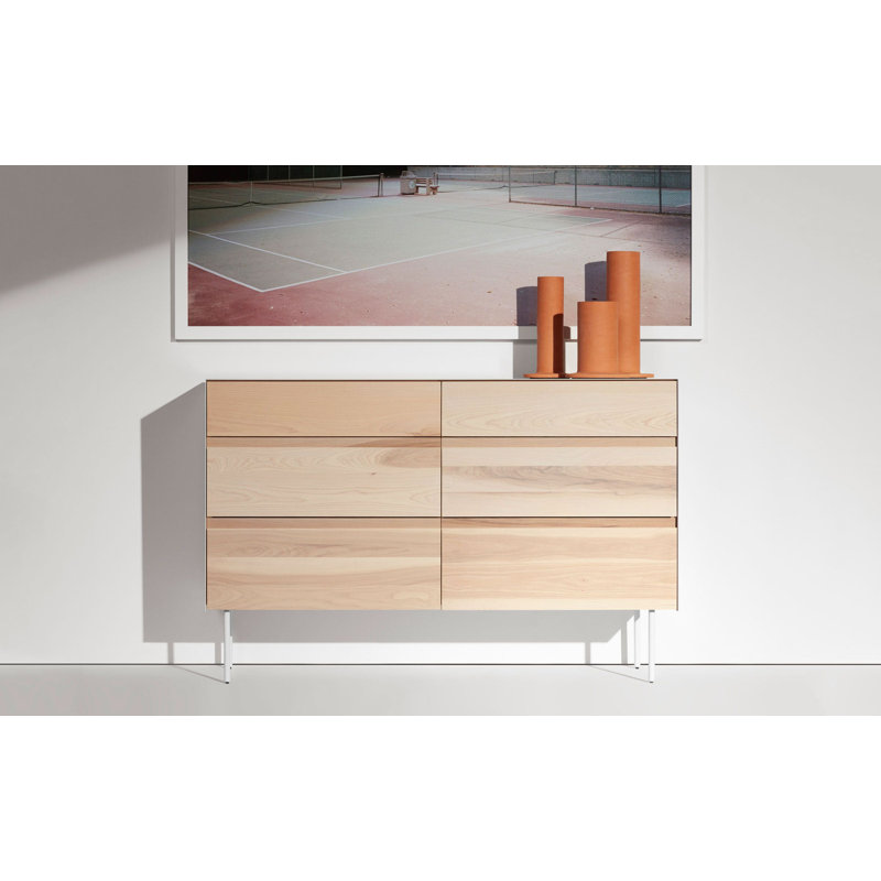 Clad 6 - Drawer Dresser, White/Hickory