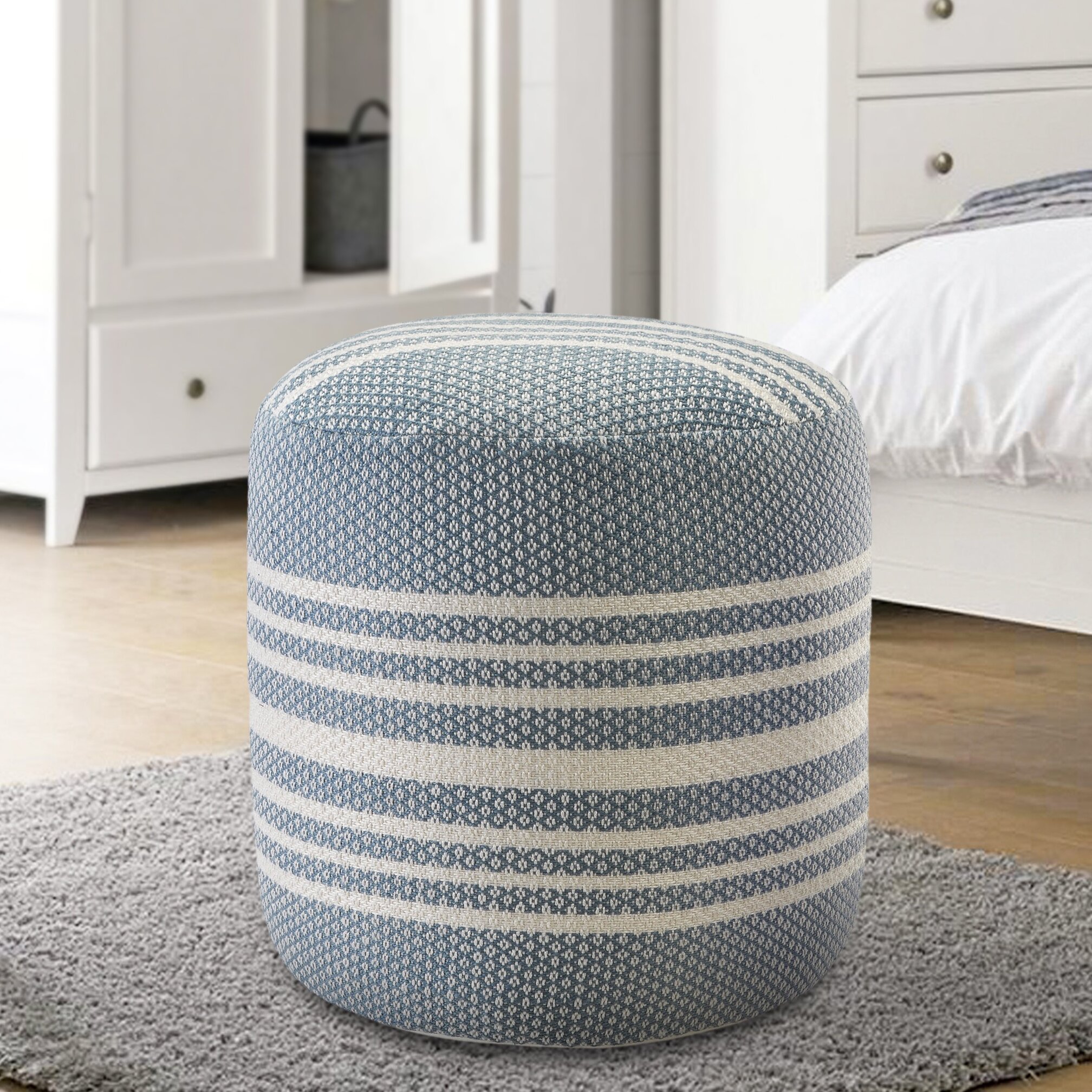 Dakota Fields Argueta Modern Striped Handmade Cylinder Upholstered ...