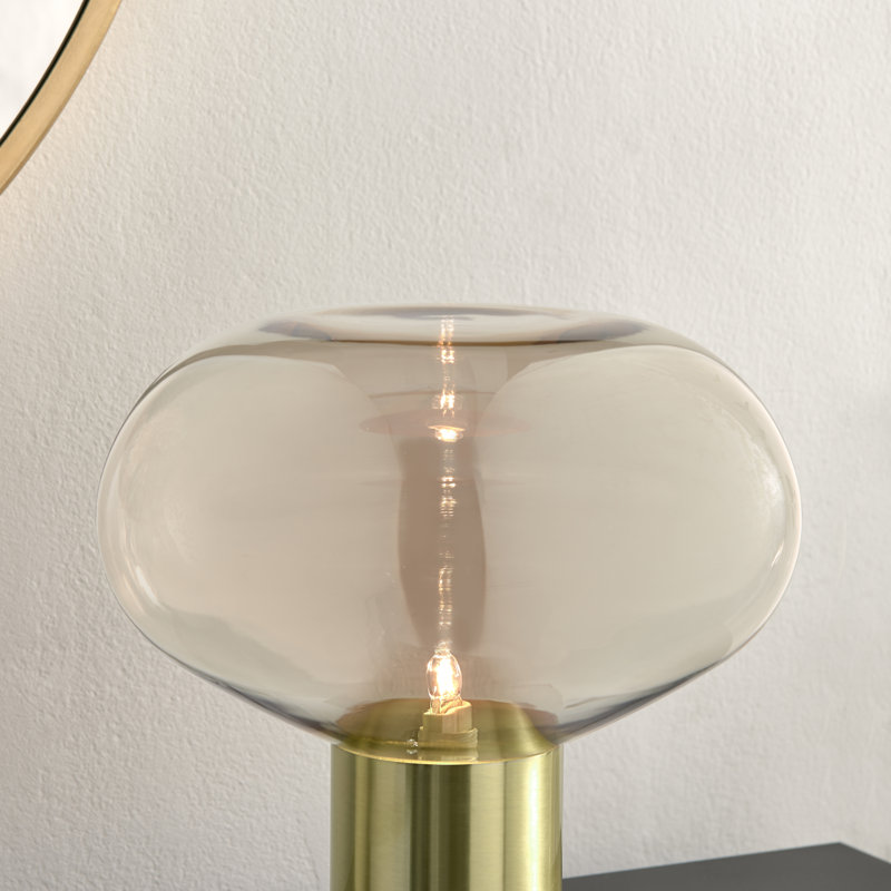 Shar Brushed Brass Table Lamp - Mid Century Modern Bedside Light