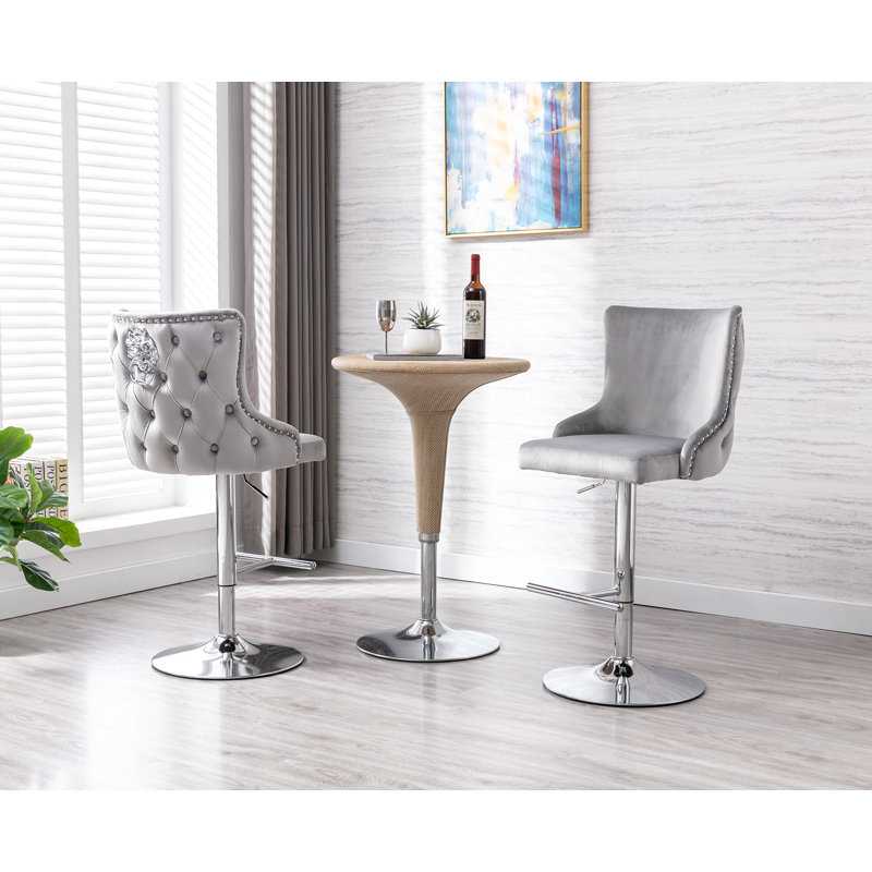 Glazer Adjustable Height Counter Stool with Metal Frame, in Grey