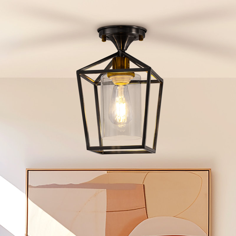 Luminaire encastré Crattic Lantern, Noir mat / Or, H 9,45 po x l 7,09 po x P 7,09 po