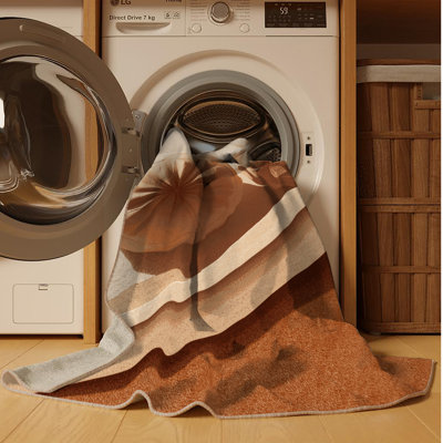 Tapis moderne brun / beige lavable à la machine Olney Mochi