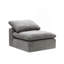 Canapé modulaire en lin gris avec repose-pieds