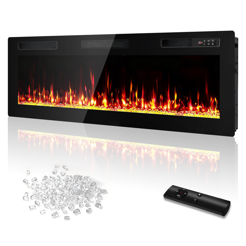 50" Ultra Thin Electric Fireplace，wall-mounted & Recessed Fireplace For Living Room & Indoor Decoration，remote Control，adjustable Flame Color And Brightness，750w/1500w