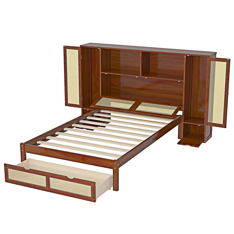 Lit plateforme simple en bois, Noyer