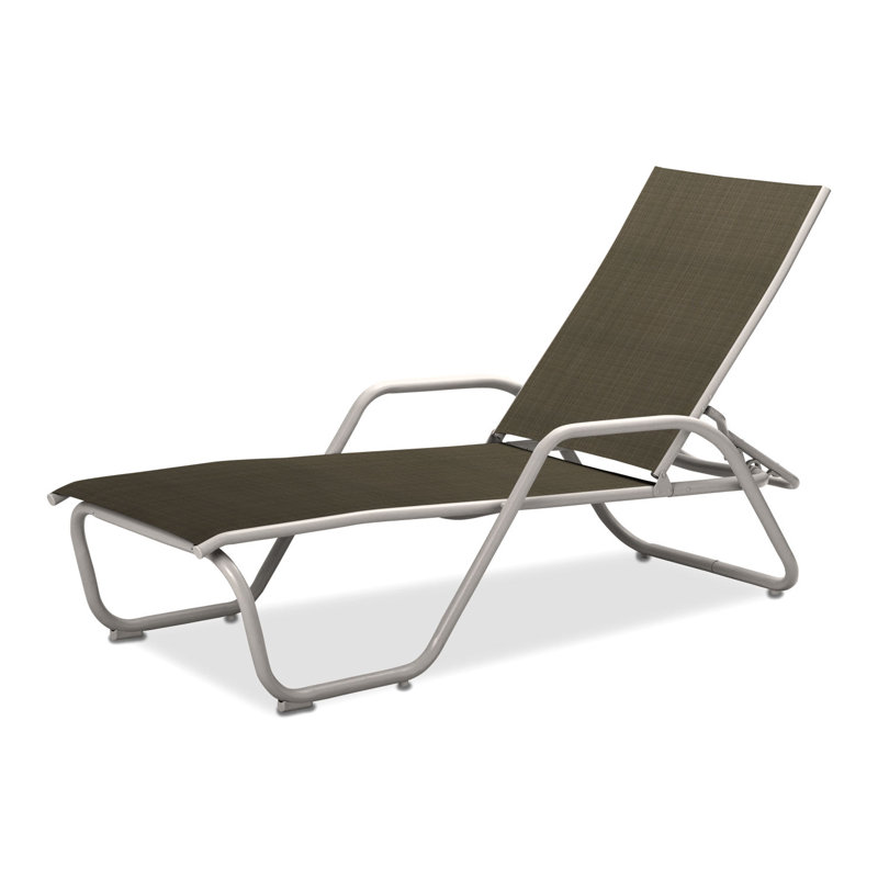 Outdoor Rust-Resistant Metal Chaise Lounge, Textured Snow, Elevation Stone