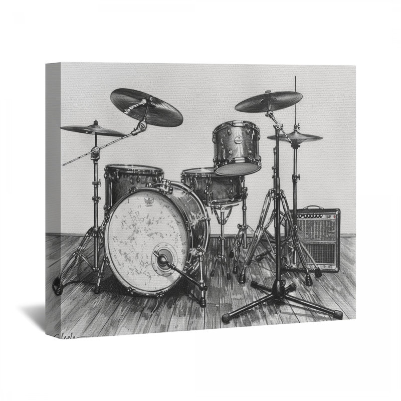 Drum Set Canvas Wrap - Décoration murale musique, H 11 po x l 14 po