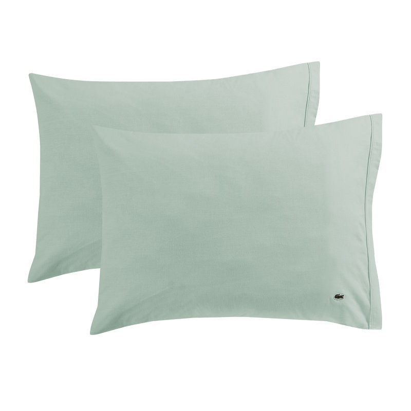 Lacoste Cotton Percale 100% Cotton Pillowcase, King Pillowcase, Iced Mint