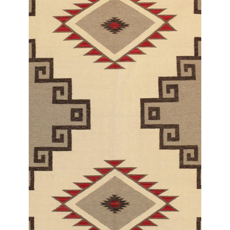 Tapis oriental rouge / crème / brun en laine / coton 8 pi 11 po x 12 pi Bryd