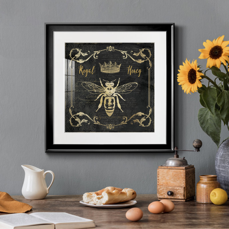 " Royal Honey Bee I ", Black Framed, 16" H x 16" W x 1" D