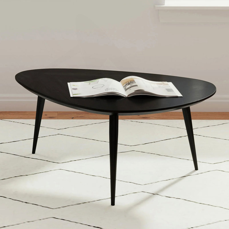 Table basse triangulaire en bois massif, noir